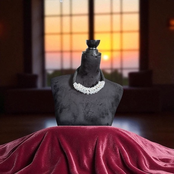 Jewelry - Gorgeous shiny fluorescent-balls on a black rope necklace with matching earrings